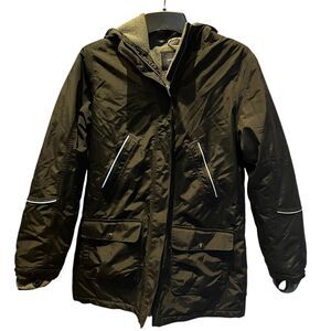 Lands' End Men's Squall Snow Jacket Black w/reflective trim Full Zip Size Medium